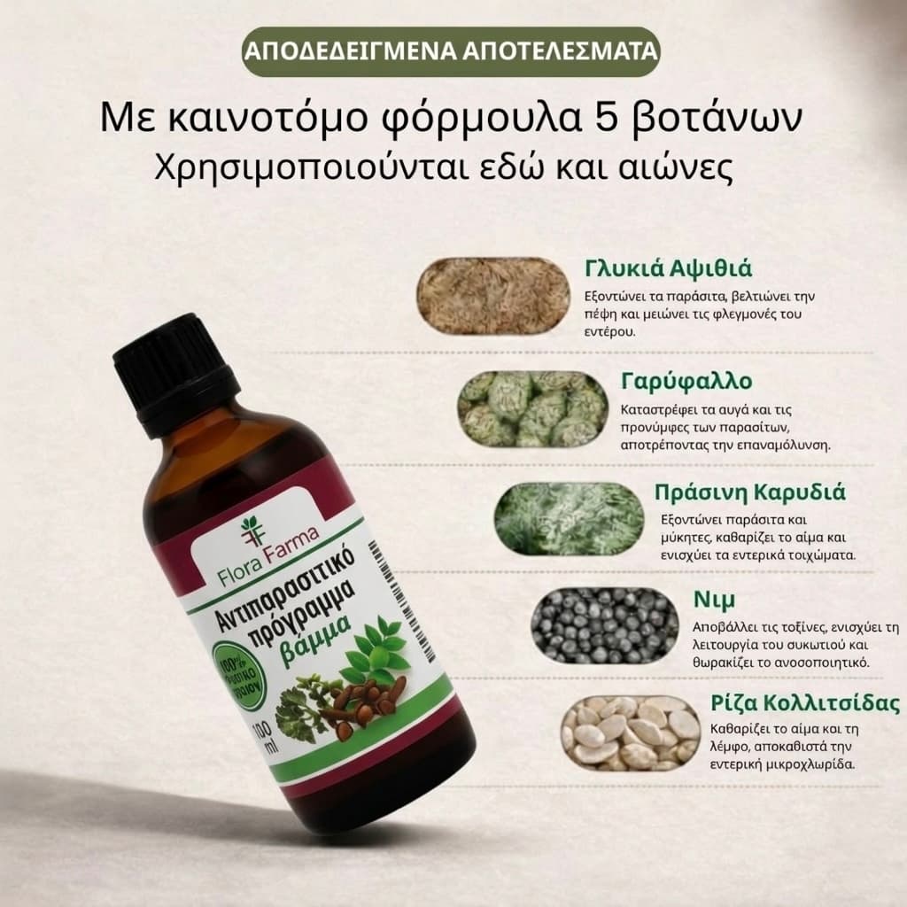 Αντιπαρασιτικό πρόγραμμα - βάμμα 100 ml - σκοτώνει παράσιτα, βακτήρια και μύκητες