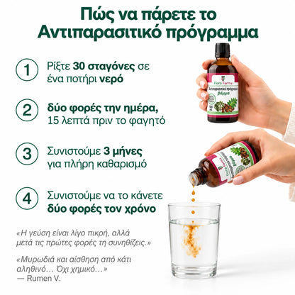Αντιπαρασιτικό πρόγραμμα - βάμμα 100 ml - σκοτώνει παράσιτα, βακτήρια και μύκητες