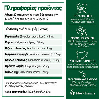 Αντιπαρασιτικό πρόγραμμα - βάμμα 100 ml - σκοτώνει παράσιτα, βακτήρια και μύκητες